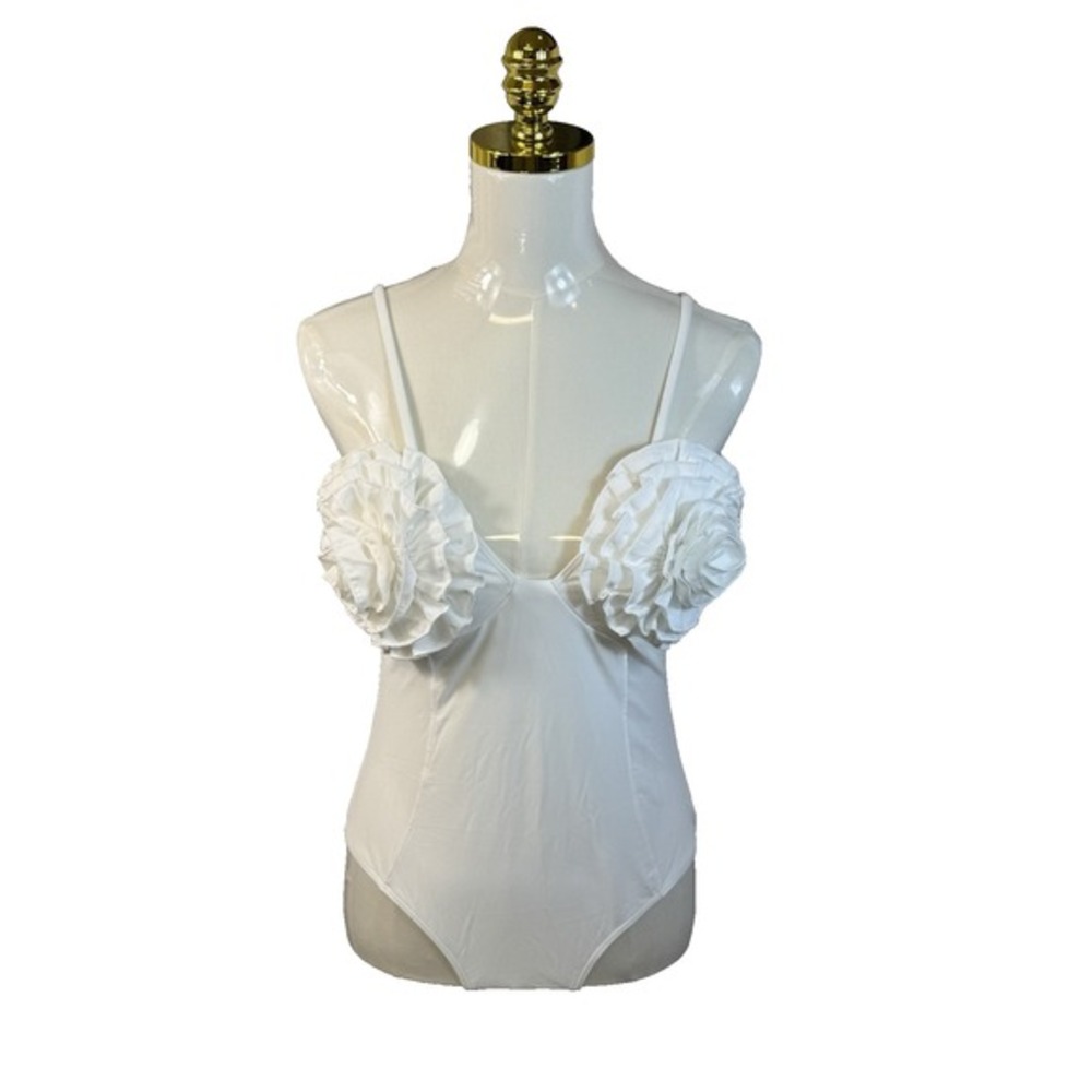 Womens Rosette M One Piece Swimsuit Swimwear Bathing Suit Beach Resort White